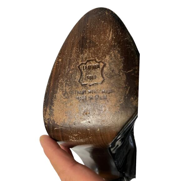 STUART WEITZMAN Platform Patent Leather Pumps Peep Toe Slingback Block Heels 8.5 - Picture 6 of 13